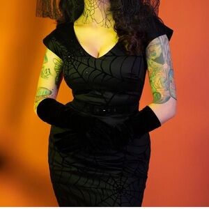 VIXEN WIDOW SPIDERWEB DRESS IN BLACK